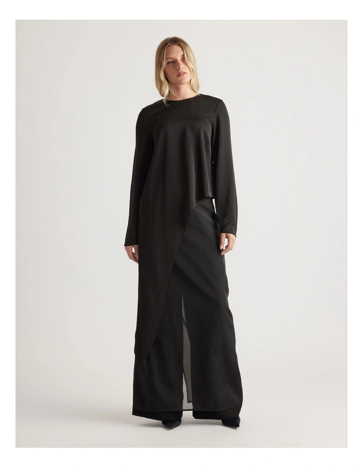 Codi Satin Drape Top in Black image 1