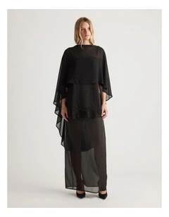 Georgette Cape Top in Black