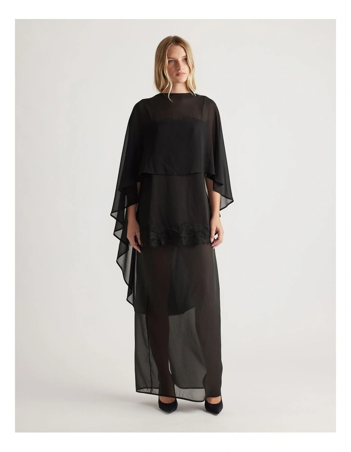 Georgette Cape Top in Black image 1