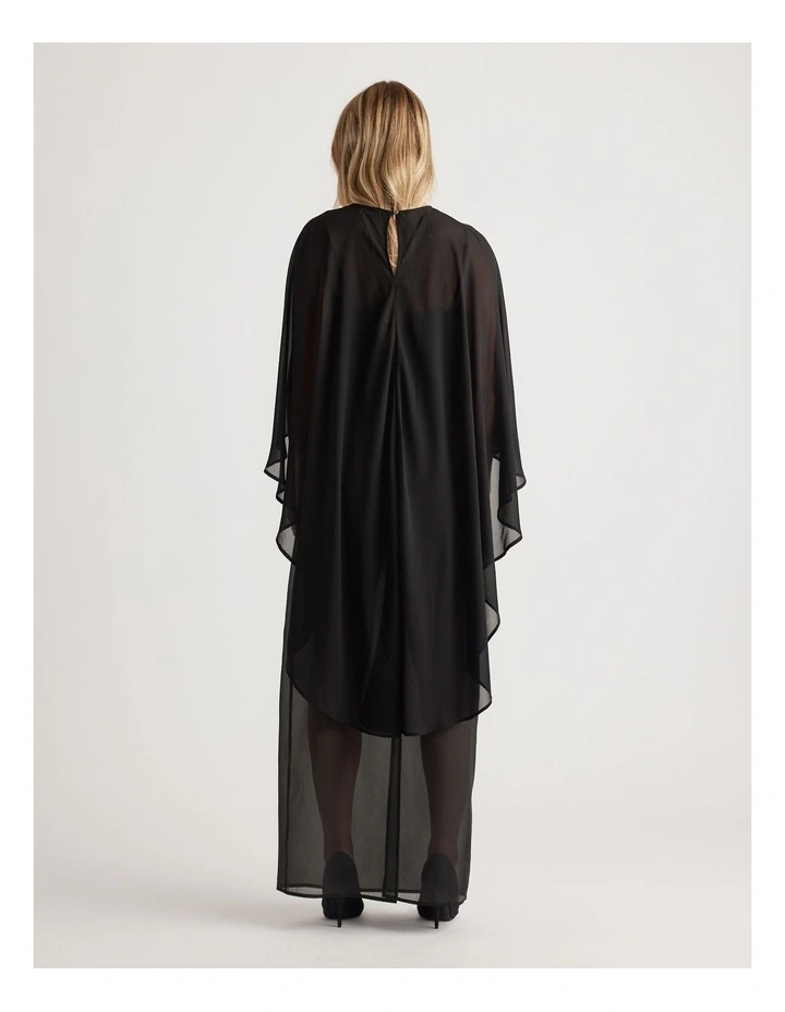 Georgette Cape Top in Black image 2
