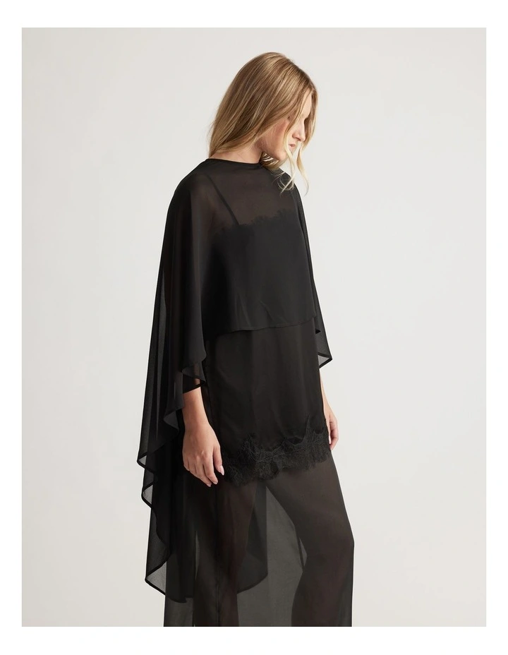 Georgette Cape Top in Black image 3