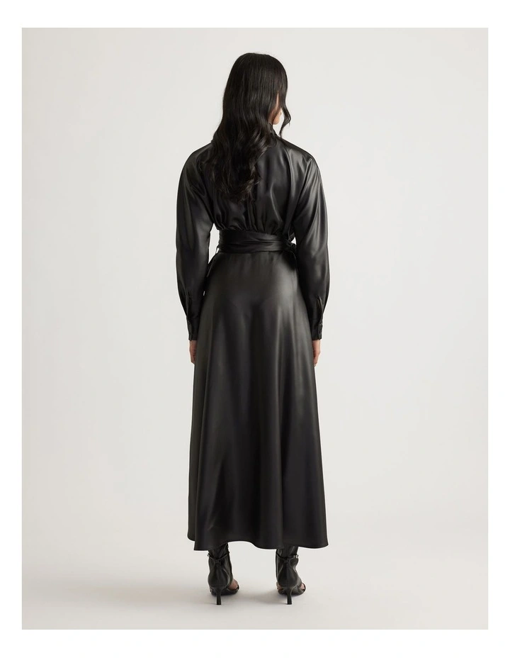Bree Satin Wrap Maxi Dress in Black image 2