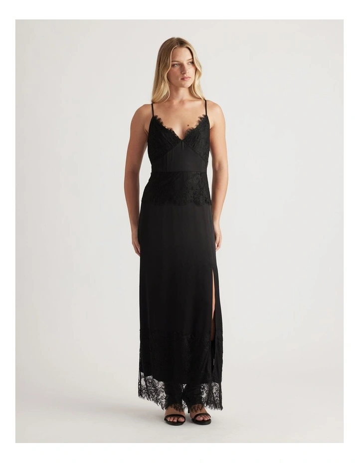 Lisa Lace Maxi Dress in Black image 1