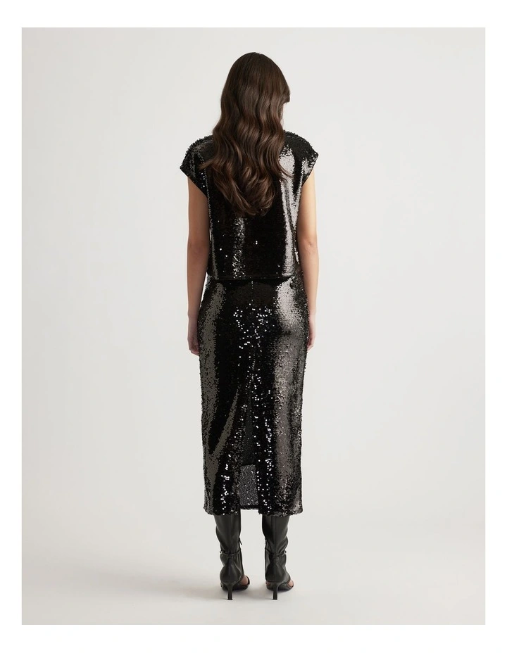 Selena Sequin Shell Top in Black image 2