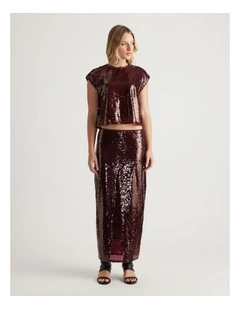 Selena Sequin Shell Top in Plum