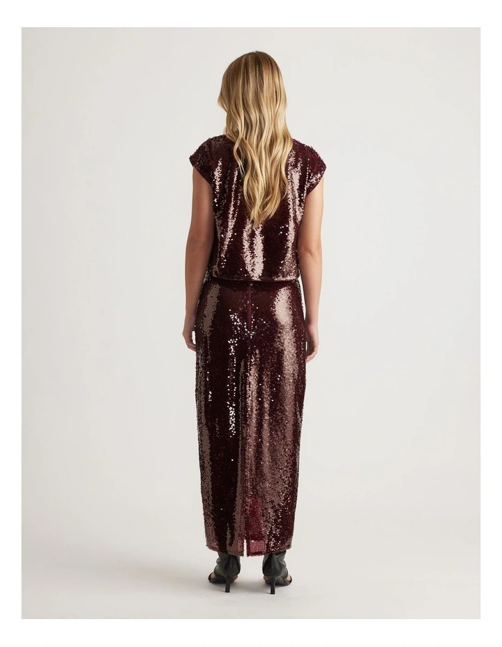 Selena Sequin Shell Top in Plum image 2