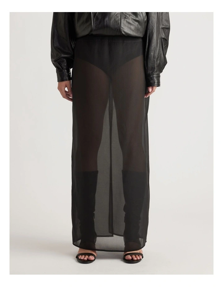 Tyra Organza Maxi Skirt in Black image 3