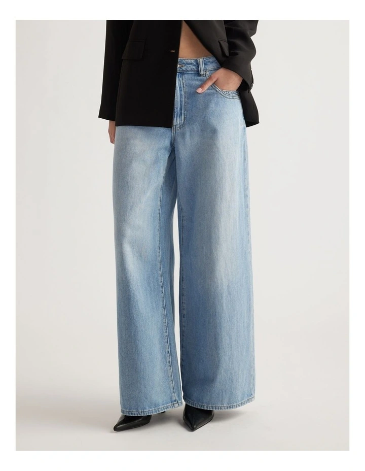 Winnie Super Wide Leg Jean in Blue image 3