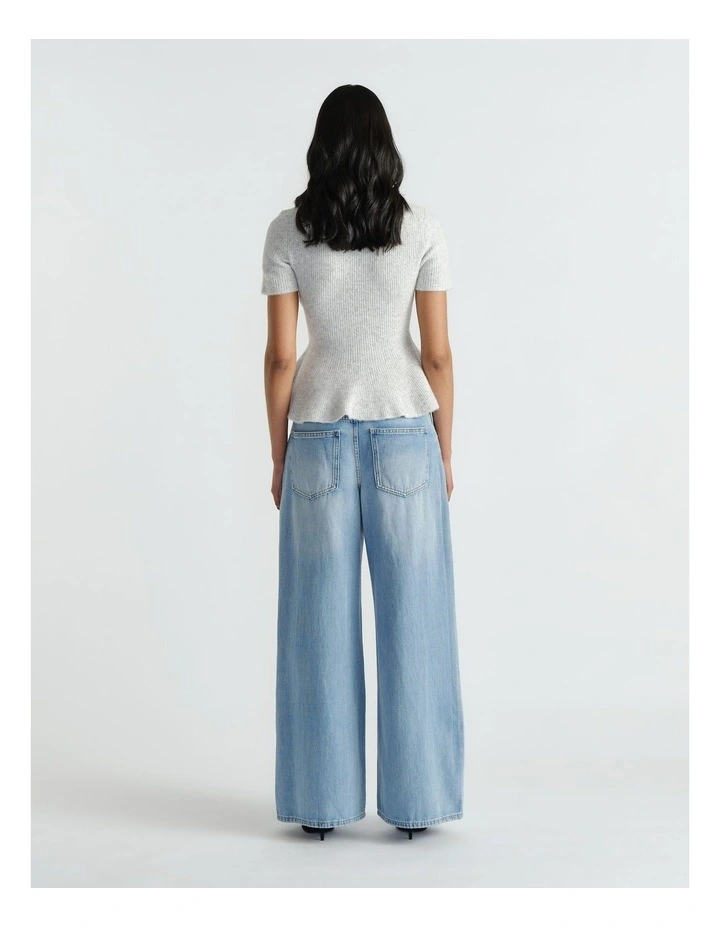 Amalia Peplum Knit Tee in Grey image 2