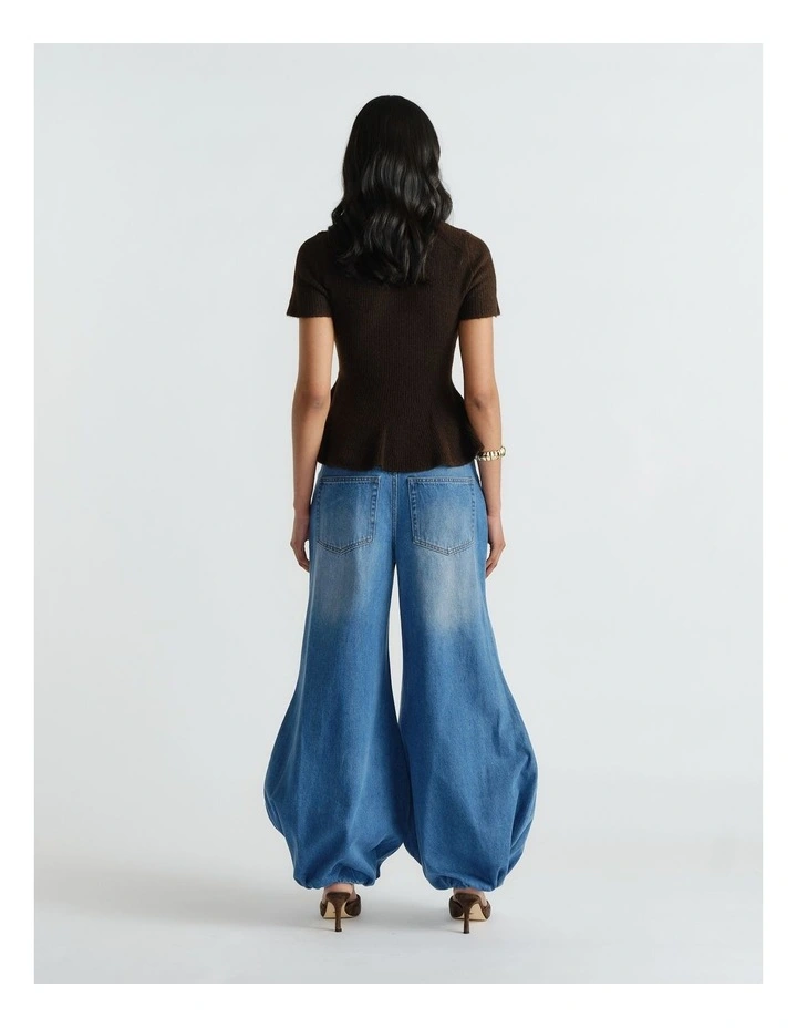 Amalia Peplum Knit Tee in Brown image 2