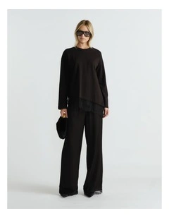 Sofia Lace Trim Long Sleeve in Black