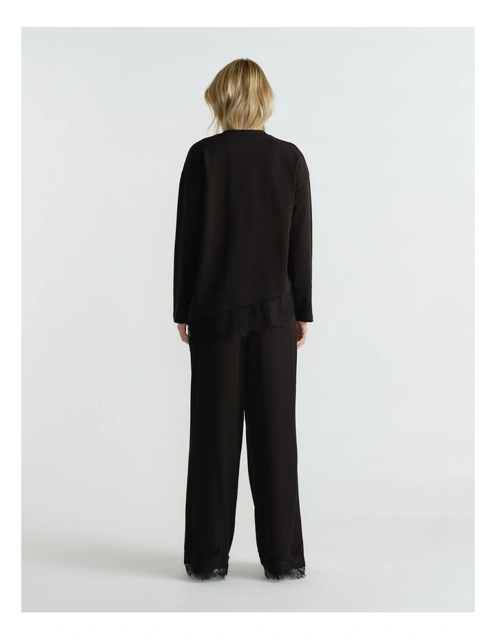 Sofia Lace Trim Long Sleeve in Black image 2