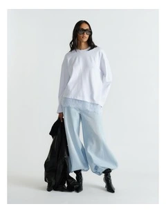 Sofia Lace Trim Long Sleeve in Bright White