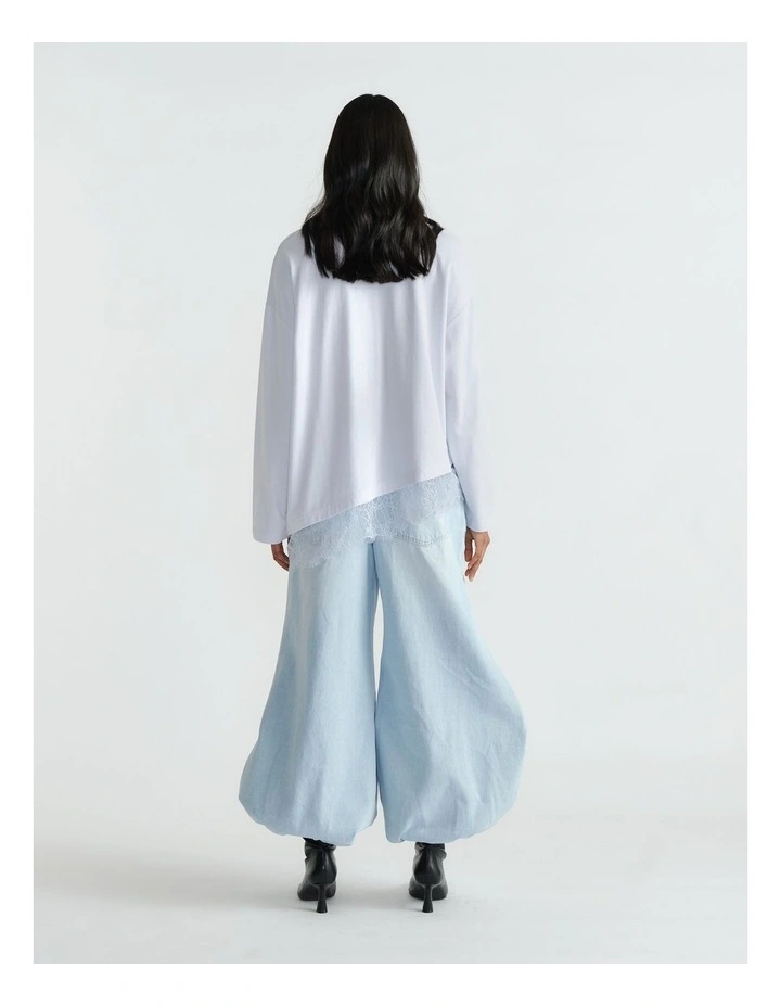 Sofia Lace Trim Long Sleeve in Bright White image 2