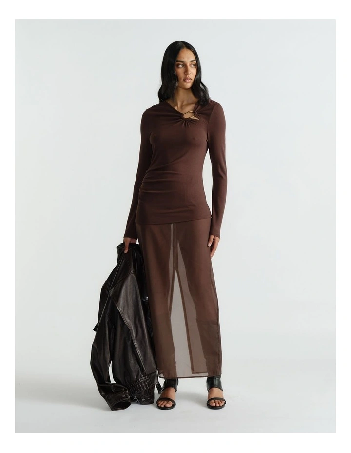Tiana Metal Detail Top in Rich Mocha image 1