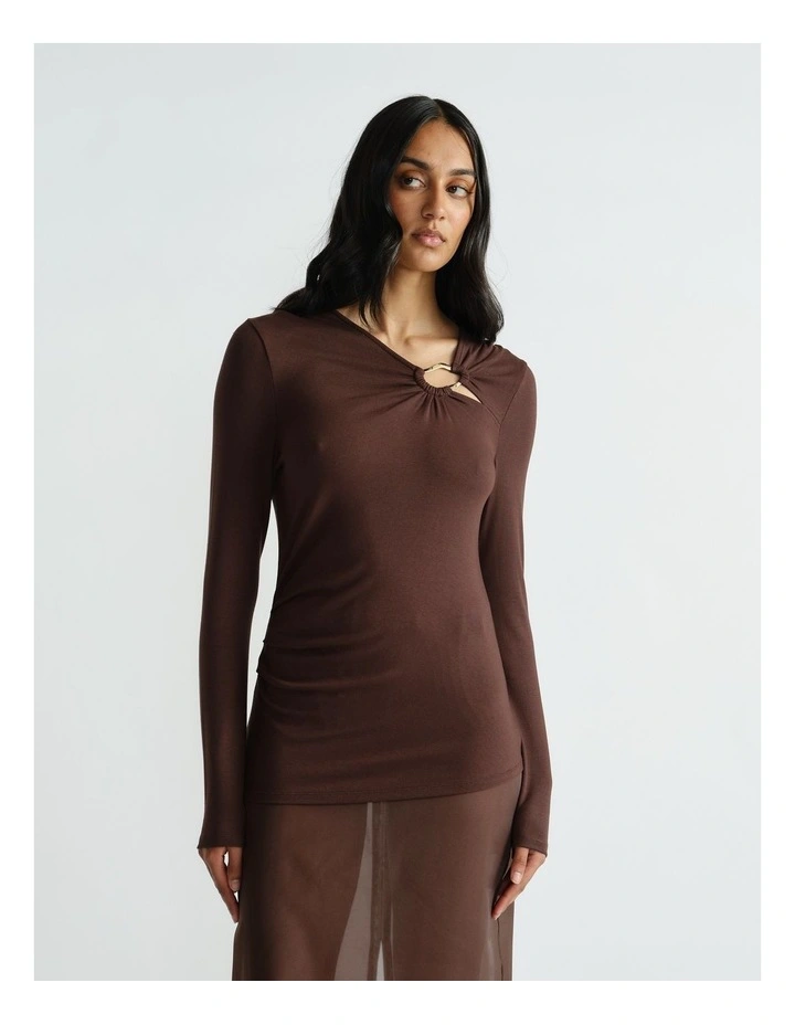 Tiana Metal Detail Top in Rich Mocha image 3