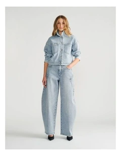 Joey Rhinestone Barrel Jean in Crystal Blue