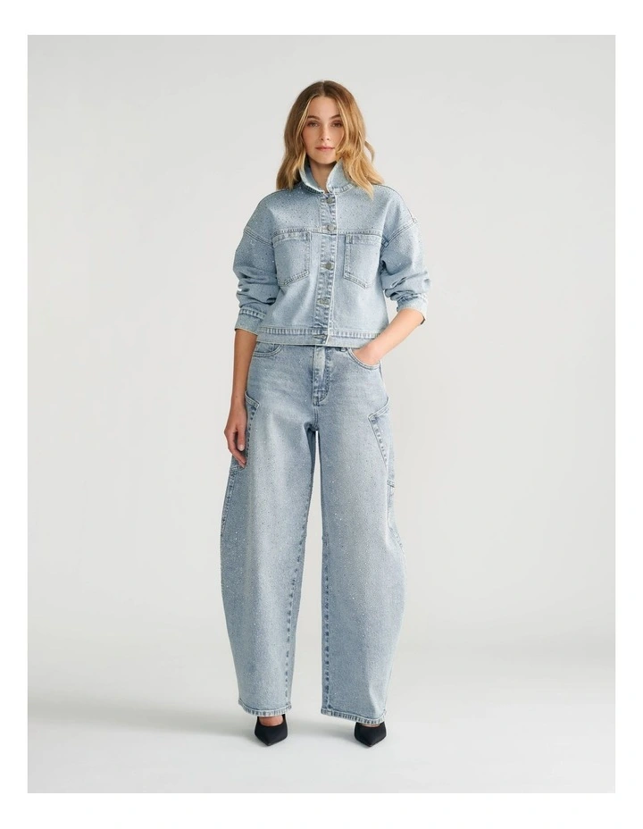 Joey Rhinestone Barrel Jean in Crystal Blue image 1