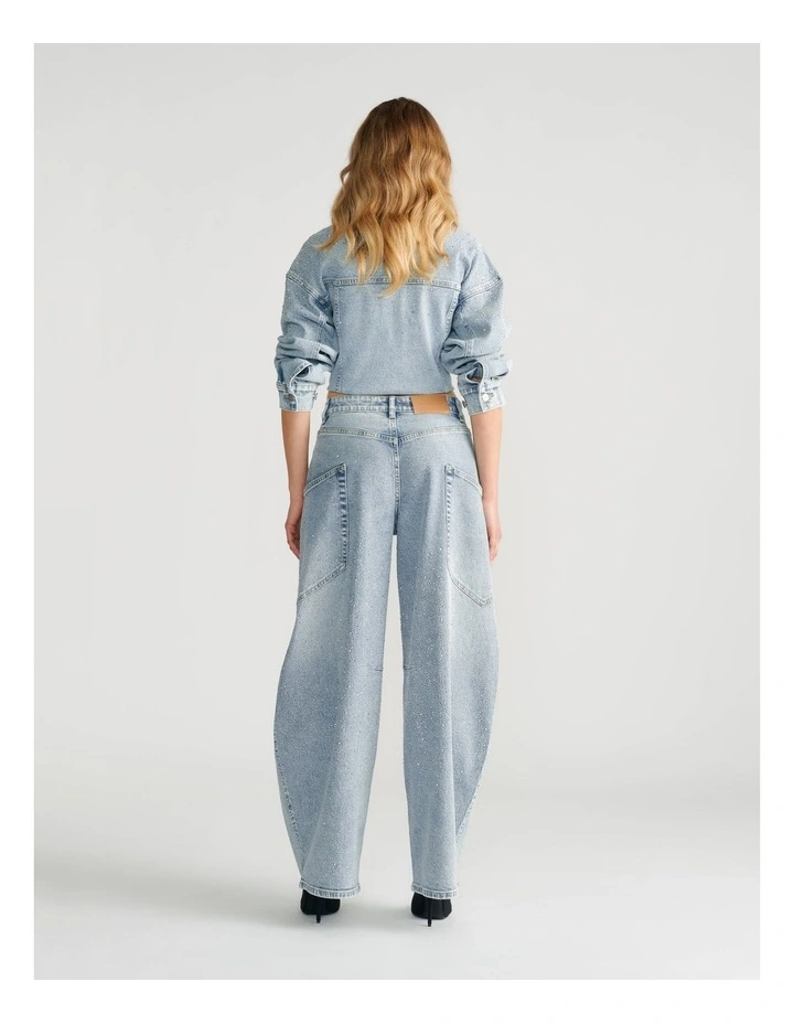 Joey Rhinestone Barrel Jean in Crystal Blue image 2