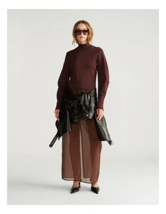 Naomi High Neck Jumper in Rich Mocha