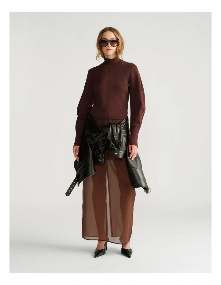 Naomi High Neck Jumper in Rich Mocha image 1