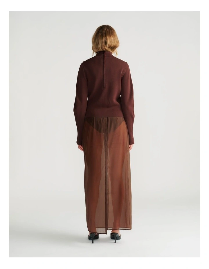 Naomi High Neck Jumper in Rich Mocha image 2