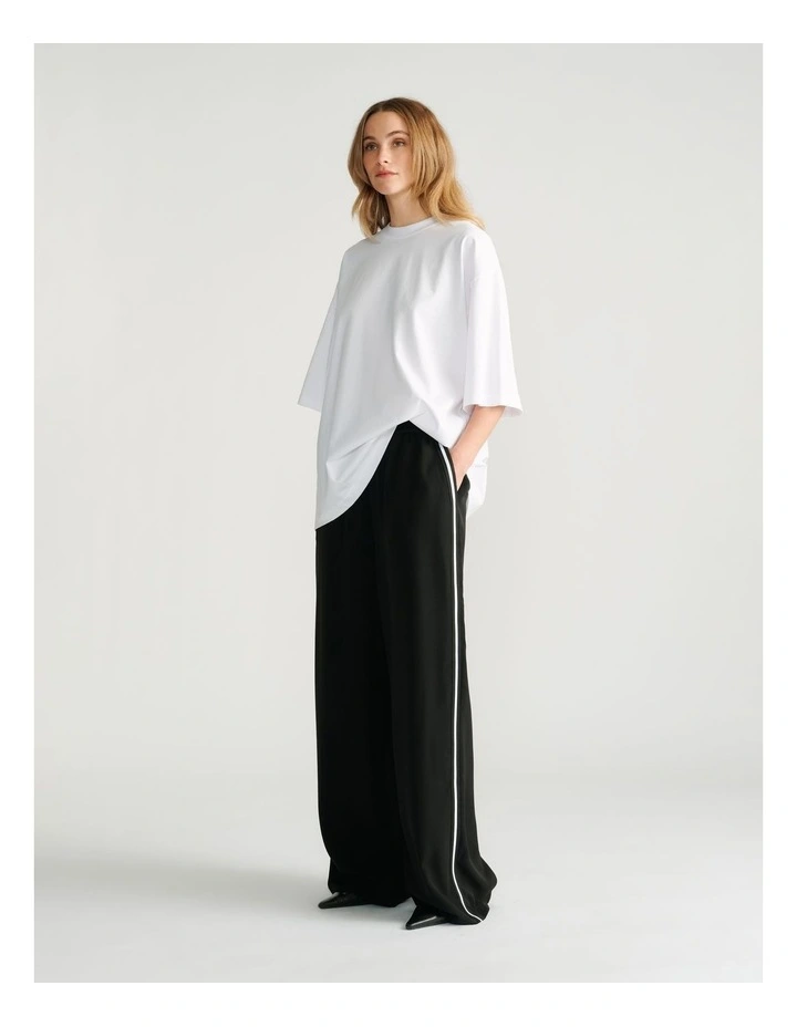 Nelly Side Stripe Twill Pant in Black image 1