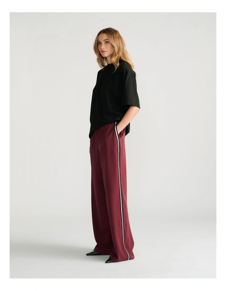 Nelly Side Stripe Twill Pant in Plum image 1