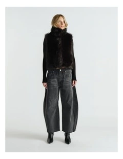 Suki Faux Fur Gilet Jacket in Black