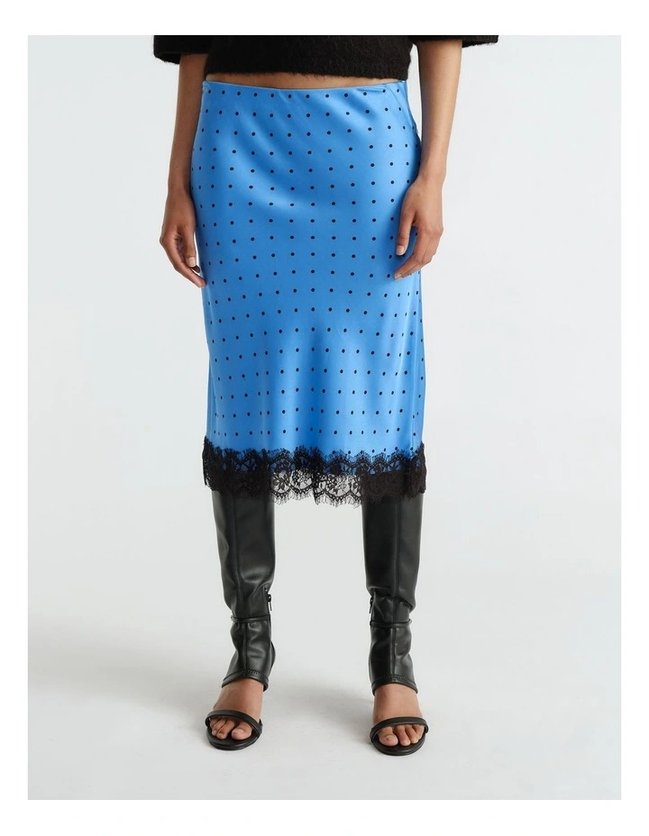 Karly Lace Midi Skirt in Azure Spot Print image 3