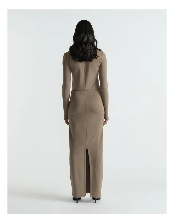 Monica Long Sleeve Midi Dress in Brown image 2