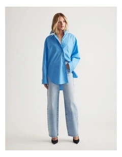 Lena Oversized Shirt in Azure Blue