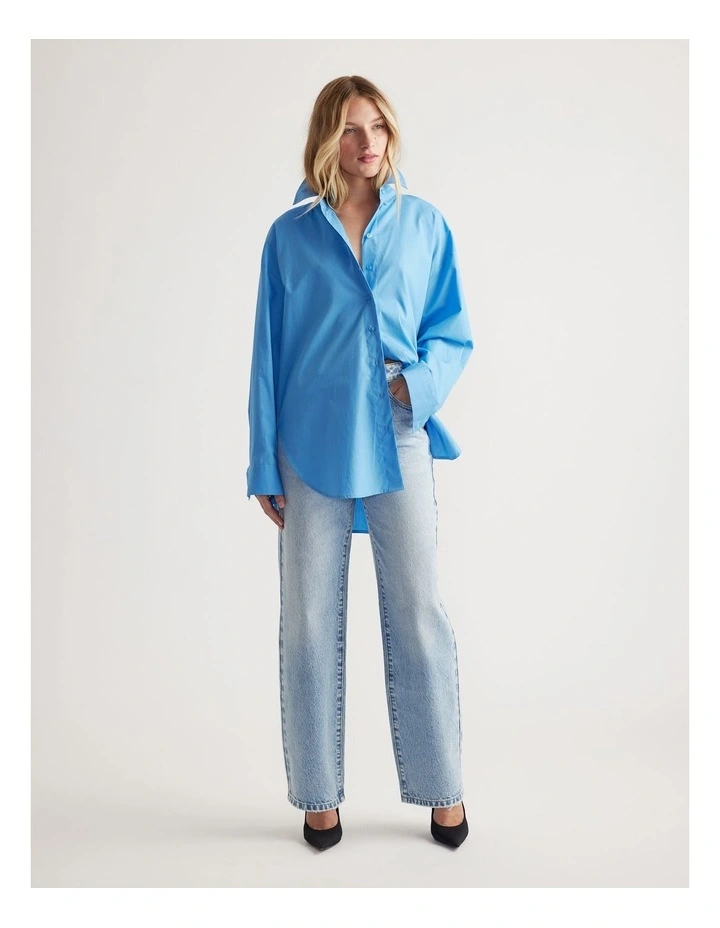 Lena Oversized Shirt in Azure Blue image 1