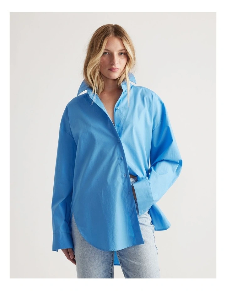Lena Oversized Shirt in Azure Blue image 3