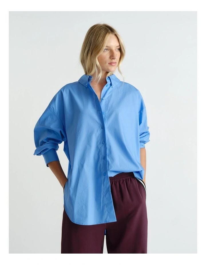 Lena Oversized Shirt in Azure Blue image 3