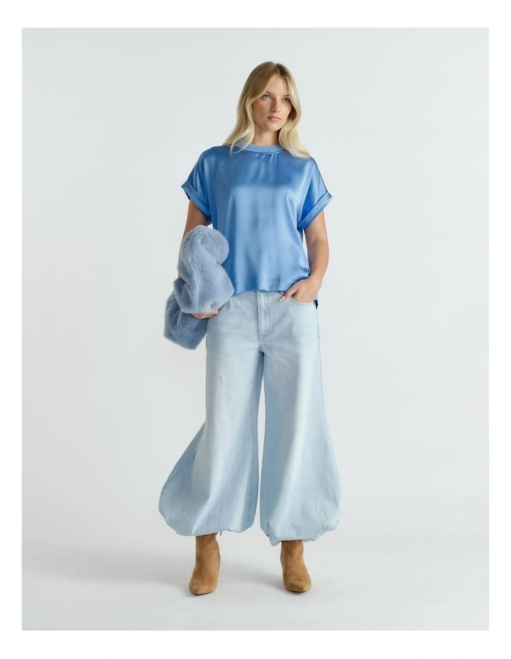 AnnMaree Satin Tee in Azure Blue image 1