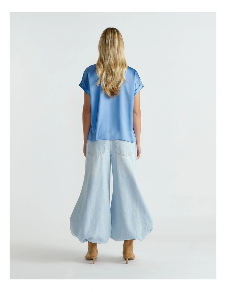 AnnMaree Satin Tee in Azure Blue image 2