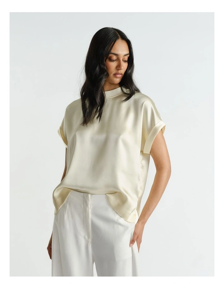AnnMaree Satin Tee in Buttermilk image 3