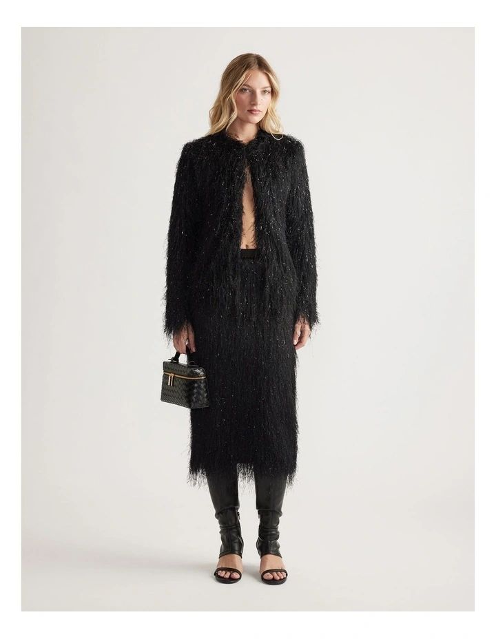 Kenzie Fringed Jacket in Black image 1