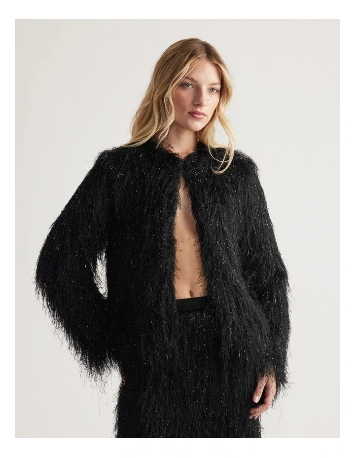 Kenzie Fringed Jacket in Black image 3