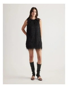 Rue Fringed Mini Dress in Black