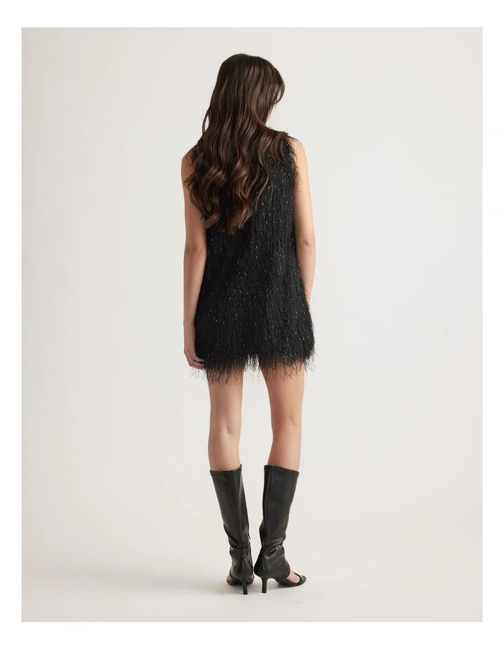 Rue Fringed Mini Dress in Black image 2