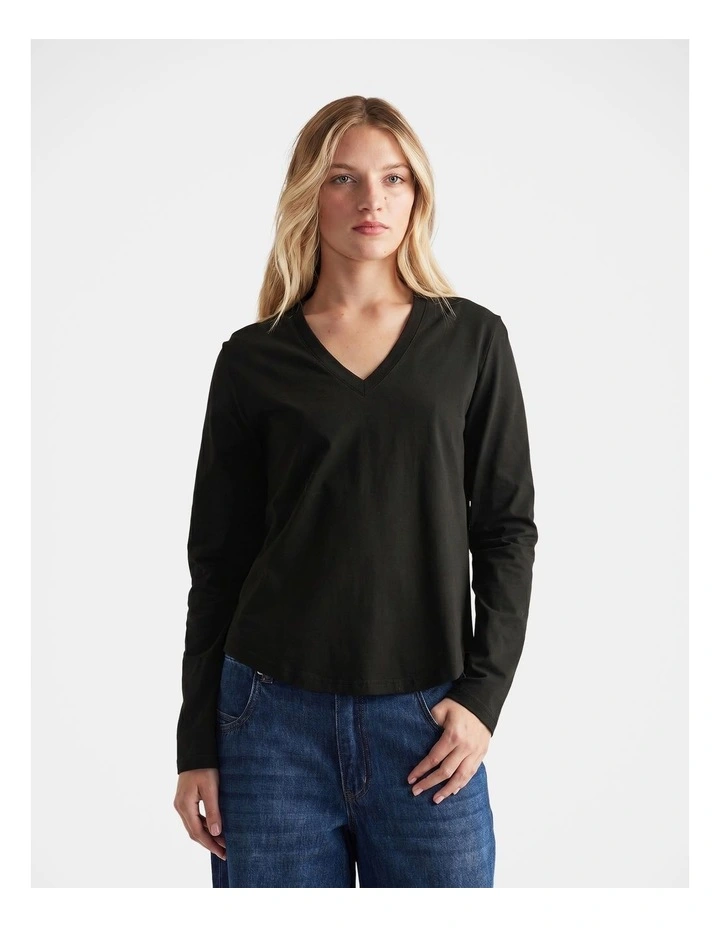 Imogen V Neck Long Sleeve in Black image 3