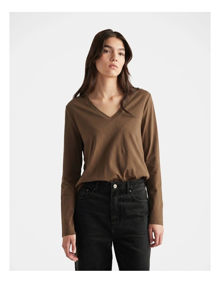 Imogen V Neck Long Sleeve in Bronze image 3