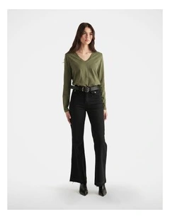 Imogen V Neck Long Sleeve in Olive