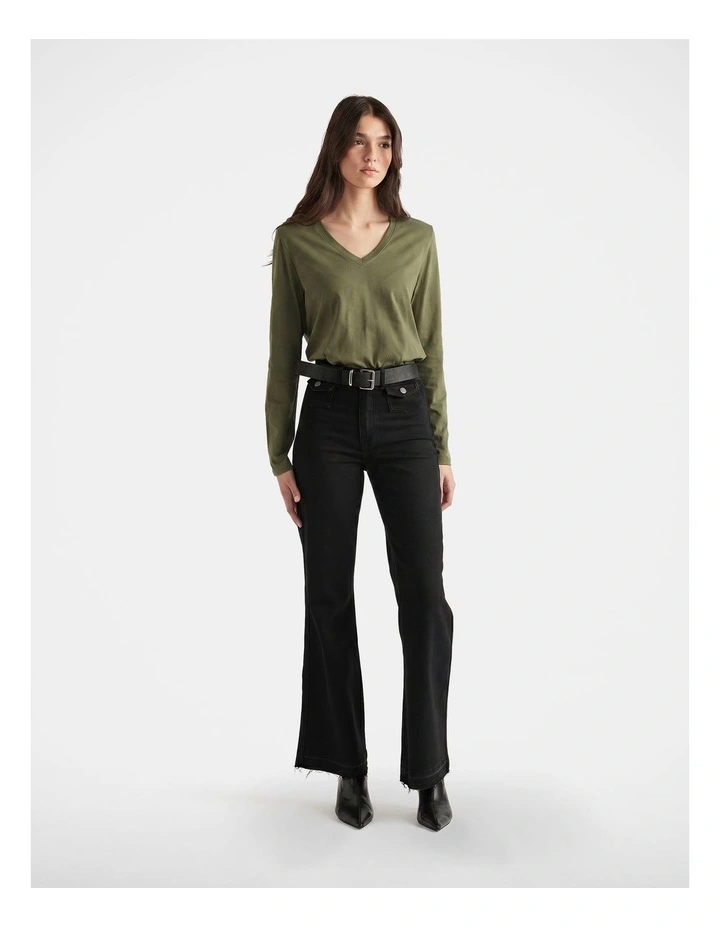 Imogen V Neck Long Sleeve in Olive image 1
