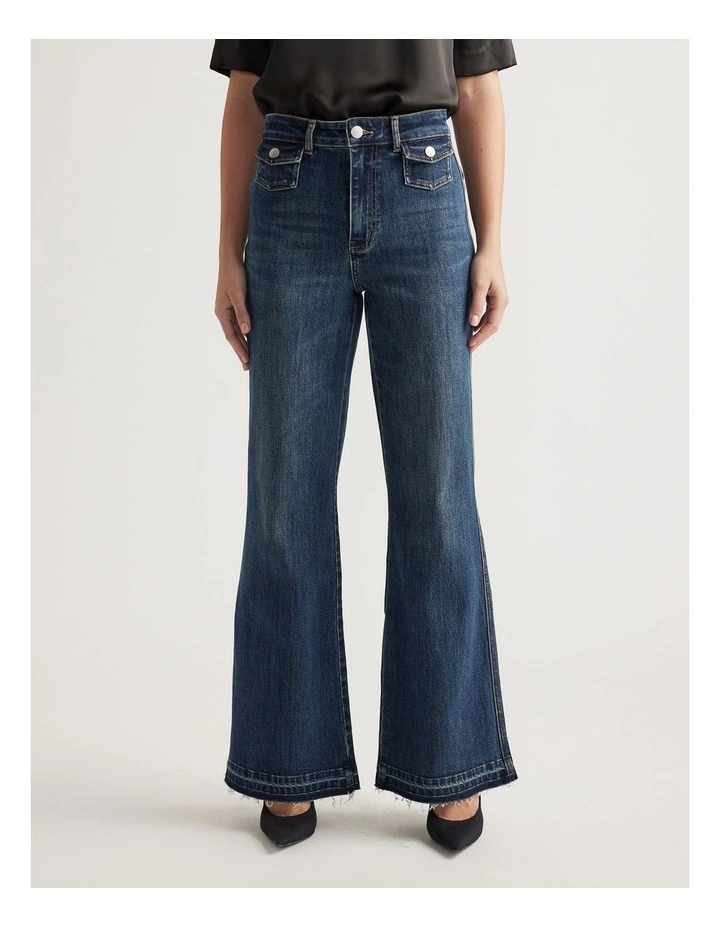 Bea High Rise Flare Jeans in Monterey Blue image 3