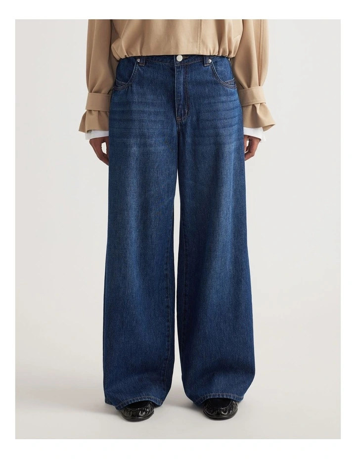 Winnie Super Wide Leg Jean in Blue image 3