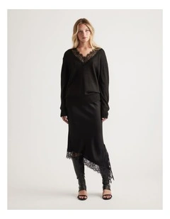 Celia Lace Trim V Neck Jumper