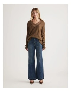 Celia Lace Trim V Neck Jumper
